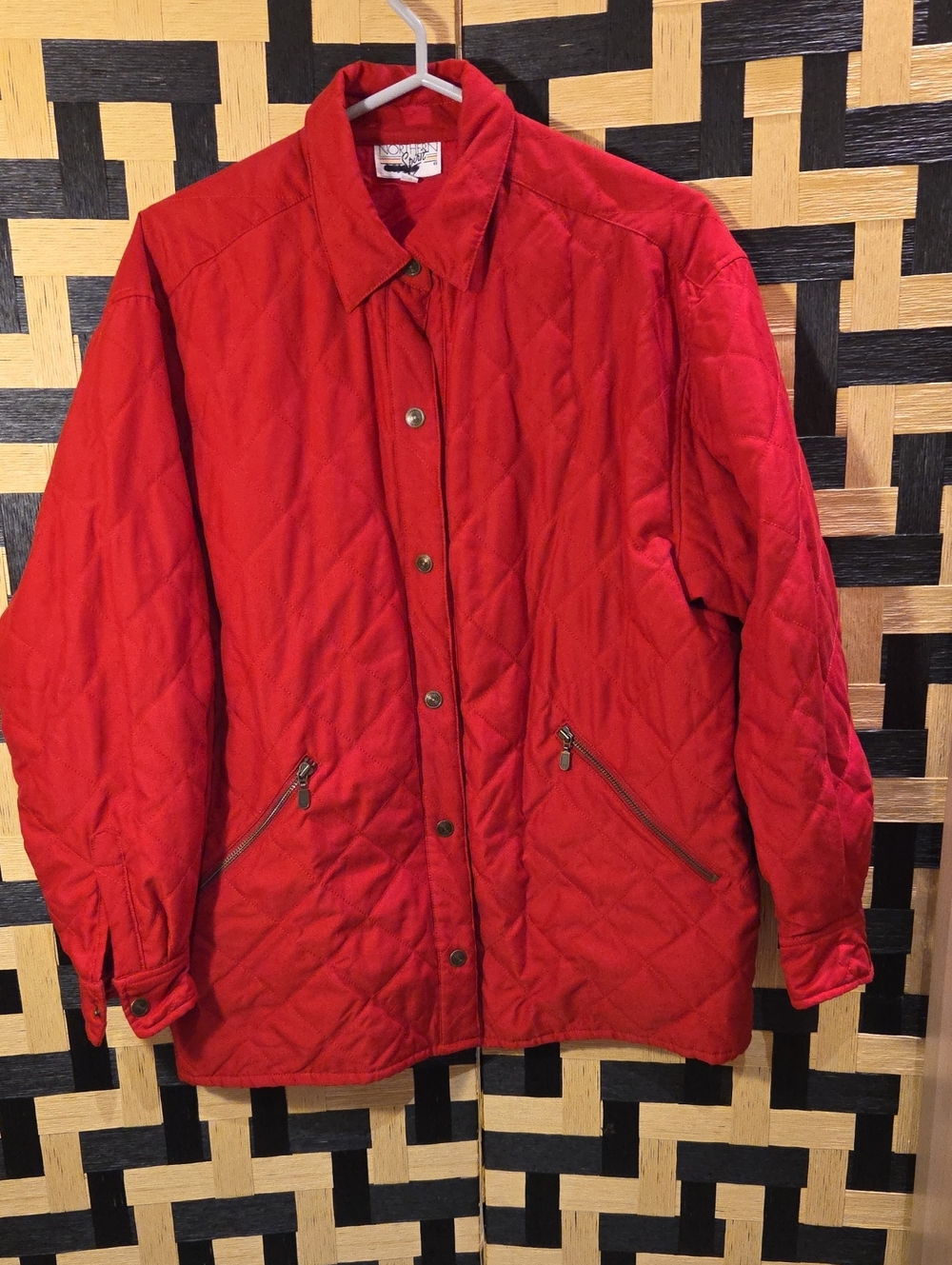 Red Quilted Bomber Jacket - Women's